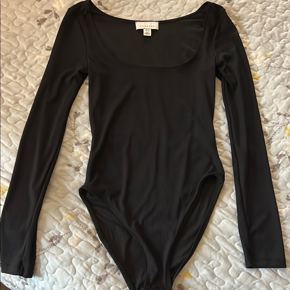 Topshop Black Long Sleeve Bodysuit